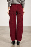 Daze Denim Westward Barrel Cord Pant Style D00017250XE in Merlot; Merlot Red Tapered Ankle, Barrel Leg, Corduroy Pant.
