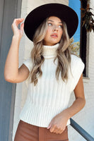 Deluc Clothing Focus Vest Style 9111D in Off White;Sweater Vest;Turtleneck Sweater VEst; 
