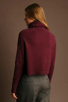 Deluc Clothing Pugliese Turtle Neck Sweater Style 9884D in Wine; wine colored fall turtle neck sweater; Burgundy Turtle Neck Sweater