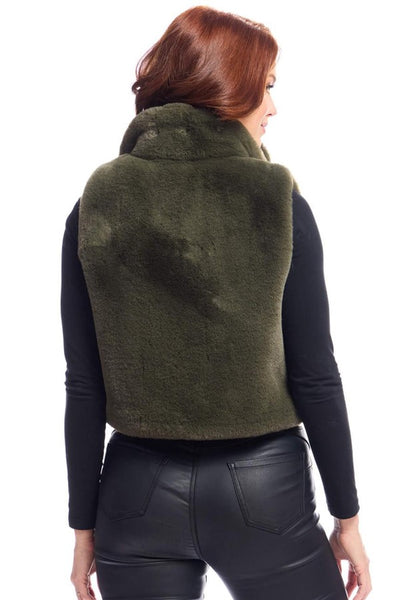 Donna Salyers Fabulous Furs Le Mink Faux Fur Crop Vest in Black at Nordstrom Size Large