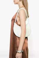 Dragon Diffusion Nova Luna Bag Style 8020 in Bardo White and in Tan with Black;Woven Leather Bag; Real Woven Leather Shoulder Bag; Dragon Diffusion Bag