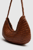 Dragon Diffusion Nova Luna Bag Style 8020 in Bardo White and in Tan with Black;Woven Leather Bag; Real Woven Leather Shoulder Bag; Dragon Diffusion Bag