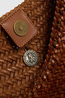 Dragon Diffusion Nova Luna Bag Style 8020 in Bardo White and in Tan with Black;Woven Leather Bag; Real Woven Leather Shoulder Bag; Dragon Diffusion Bag