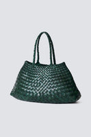 Dragon Diffusion Santa Croce Bag Big in Forest Green and in Tan;dragon Diffusion Woven Leather Bags; 
