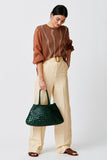 Dragon Diffusion Santa Croce Bag Big in Forest Green and in Tan;dragon Diffusion Woven Leather Bags; 
