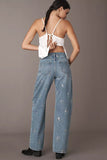 Driftwood Jeans Elaine Barrel Style DW-P43951A in Light Wash Gilded Garden; Embroidered Barrel Jeans; Winter Embroidered Barrel Jeans: Après Ski Jeans 