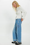 Driftwood Jeans Parker X Love Letters Style DW-P44028A in Light Wash; Embroidered Barrel Jeans, Love themed embroidered barrel jeans