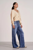Elan CLothing Mina Cardigan Style SWB11596 NAT-CB in Natural and Tan Colorblock; Colorblocked Button Front V-neck spring cardigan