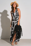 Elan Clothing Barbados Maxi Dress Style RYP5427 in Barbados Black and White; 