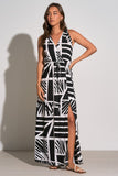 Elan Clothing Barbados Maxi Dress Style RYP5427 in Barbados Black and White; 