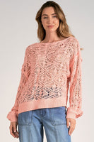 Elan Clothing Boat Neck Crochet Sweater STyle SW10437 BO in Blossom; 