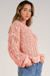 Elan Clothing Boat Neck Crochet Sweater STyle SW10437 BO in Blossom; 