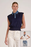 Cap Sleeve Mixed Media Top