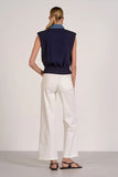 Elan Clothing Cap Sleeve Denim Accent Sweater Style SW11594 in both Navy and in Off White; 