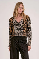 Elan Clothing Cheetah Cardigan Sweater Style SWP11515 in Brown Cheetah; Cheetah Printed Button Front Cropped fall cardigan sweater; 
