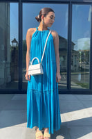 Elan Clothing Clear Skies Maix Dress STY RY5820 AQ in Aqua;Summer Maxi Dress;Aqua Tiered Maxi Dress; 
