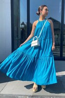 Elan Clothing Clear Skies Maix Dress STY RY5820 AQ in Aqua;Summer Maxi Dress;Aqua Tiered Maxi Dress; 