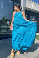 Elan Clothing Clear Skies Maix Dress STY RY5820 AQ in Aqua;Summer Maxi Dress;Aqua Tiered Maxi Dress; 