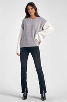 Elan Clothing Georgia Sweater STyle SWB11110 GYCB;Elan USA Color Block Crew Sweater