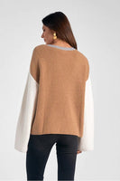 Elan Clothing Georgia Sweater STyle SWB11110 GYCB;Elan USA Color Block Crew Sweater