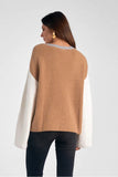 Elan Clothing Georgia Sweater STyle SWB11110 GYCB;Elan USA Color Block Crew Sweater
