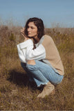 Elan Clothing Georgia Sweater STyle SWB11110 GYCB;Elan USA Color Block Crew Sweater