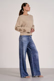Elan Clothing Crew Neck Heart Sweater Style SWP11605 in Taupe; Taupe Heart Sleeve Spring Sweater