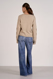 Elan Clothing Crew Neck Heart Sweater Style SWP11605 in Taupe; Taupe Heart Sleeve Spring Sweater