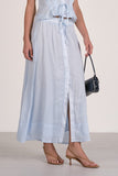 Elan Clothing Emory Maxi Skirt Style RA4565 in light blue and in Caramel. Women's Lightweight lined warm weather ramie fabric spring summer maxi skirt.