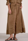 Elan Clothing Emory Maxi Skirt Style RA4565 in light blue and in Caramel. Women's Lightweight lined warm weather ramie fabric spring summer maxi skirt.
