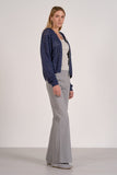 Elan Clothing Ava Hoodie Cardigan Style SW11601 in Navy; Open Weave Navy Zip Up Spring Hoodie; 