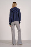 Elan Clothing Ava Hoodie Cardigan Style SW11601 in Navy; Open Weave Navy Zip Up Spring Hoodie; 