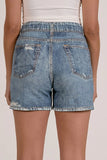 Elan Clothing Jazyln Cotton Short Style JF3087 in Denim. A Women's denim look cotton jersey spring summer pull-on shorts. Faux Denim 100% Cotton Shorts