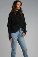 Elan Clothing Keegan Sweater Style SW10455 in Black;Criss Cross Turtle Neck Sweater