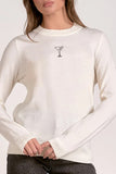 Elan Clothing Martini Sweater Style SWP10495 in Both Black and in White; Crystal Martini Sweater; Crystal Martini Glass Embellished Sweater
