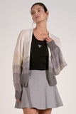 Elan Clothing Minnie Cardigan Style SWO11597 in Grey Ombre; Loose Knit Grey Gradient Open Front Spring Cardigan
