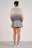 Elan Clothing Minnie Cardigan Style SWO11597 in Grey Ombre; Loose Knit Grey Gradient Open Front Spring Cardigan
