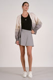 Elan Clothing Minnie Cardigan Style SWO11597 in Grey Ombre; Loose Knit Grey Gradient Open Front Spring Cardigan