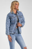 Elan Clothing Quilted Denim Jacket Style JK8169 in Blue Wash; 