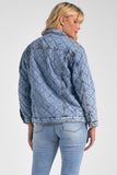 Elan Clothing Quilted Denim Jacket Style JK8169 in Blue Wash; 