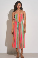 Elan Clothing STRAPLESS COULOTTE Jumpsuit Style CNE7095 in Neon Multi; 