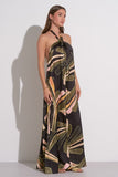 Elan Clothing Sienna Halter Maxi Dress Style SP5880-B in Black Manila;Summer Printed Maxi Dress; 
