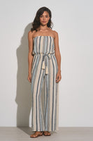 Elan Clothing Strapless Sjumpsuit Style CYD7151 in Natural Blue Stripe; 
