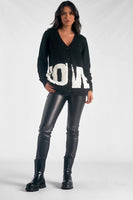 Elan Clothing Taylor Cardigan Style SWP10942 in Black White;Black Love Cardigan;Elan Clothing Black Love Cardigan