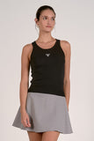 Elan Clothing Tina Tank Style TEP11610 in Black Bow; Black Tank Top with a single embroidered bow; 
