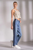Elan Clothing Gigi Jean Style JE2397 in Denim; Women's Spring Track Stripe Denim Pant; 