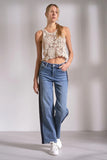 Elan Clothing Gigi Jean Style JE2397 in Denim; Women's Spring Track Stripe Denim Pant; 