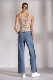 Elan Clothing Gigi Jean Style JE2397 in Denim; Women's Spring Track Stripe Denim Pant; 