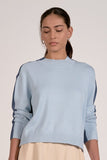 Elan Clothing Two-Tone Mock Neck Sweater Style SWB11593 in Light Teal Tea Color Block; Front to Back Color Block Sweater; 