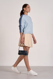 Elan Clothing Two-Tone Mock Neck Sweater Style SWB11593 in Light Teal Tea Color Block; Front to Back Color Block Sweater; 